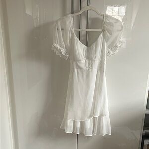 White Puff Sleeve Mini Dress